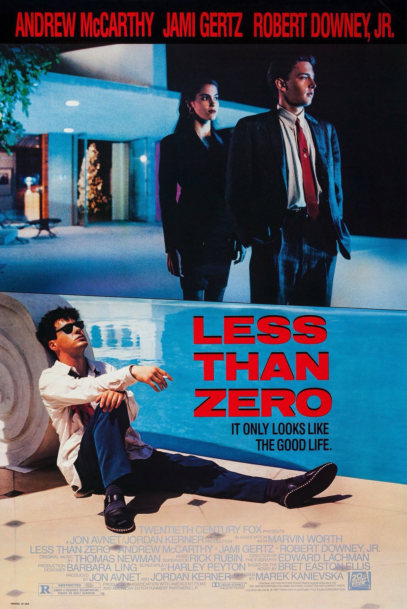 'Less Than Zero' featuring Andrew McCarthy, Jami Gertz, and Robert Downey Jr. hit theaters 37 years ago on November 6, 1987.
