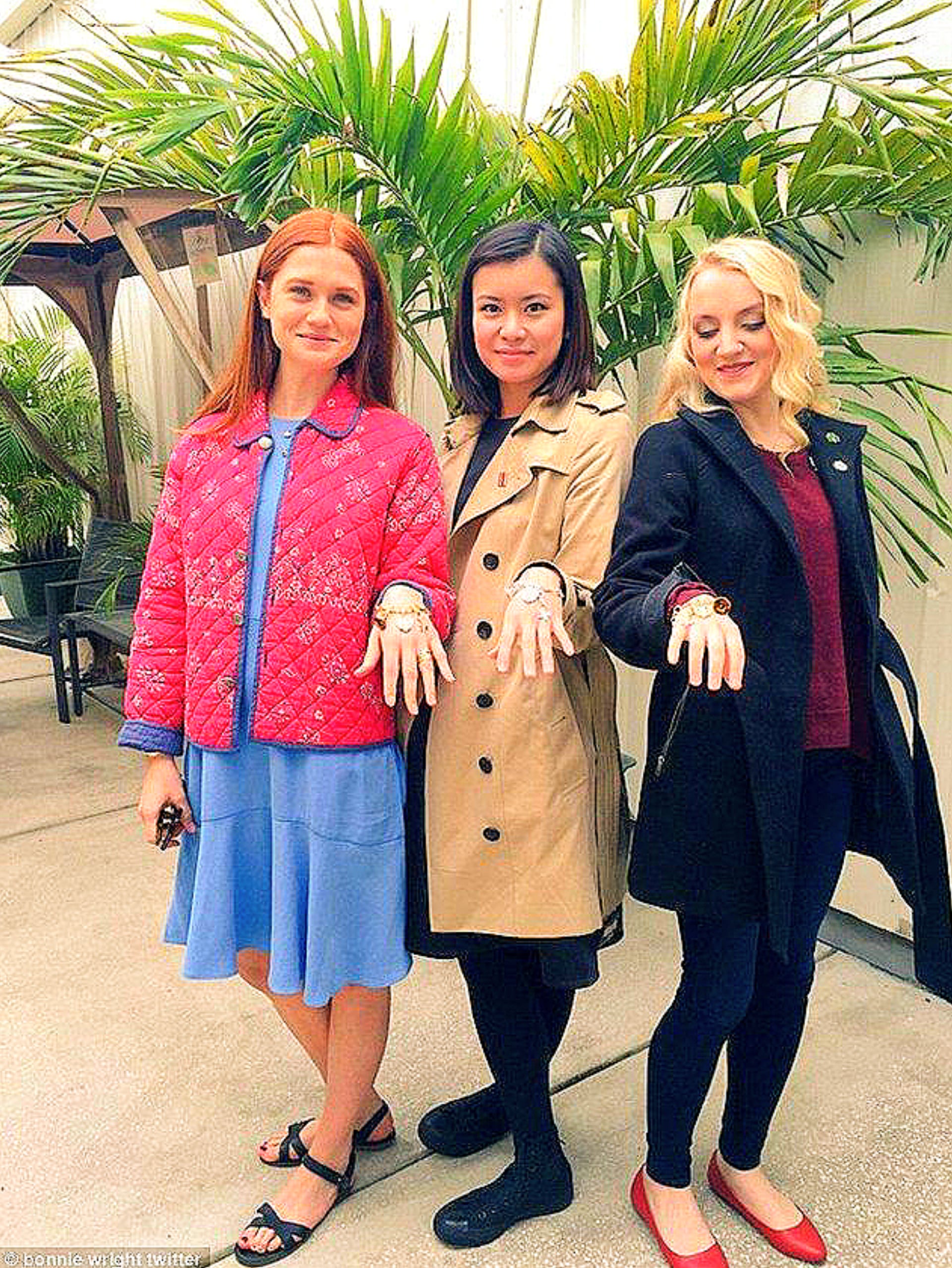 The Trio: Bonnie Wright, Katie Leung, and Evanna Lynch from Harry Potter