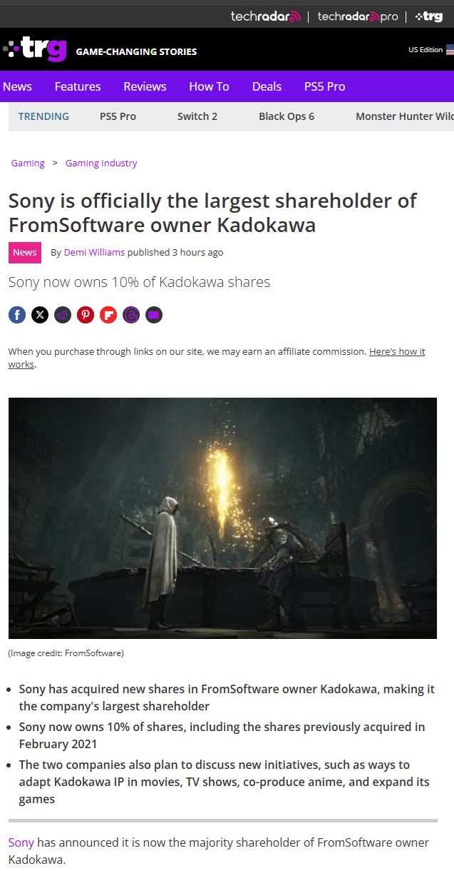 Oh No! Sony Just Acquired the Company Behind From Software!