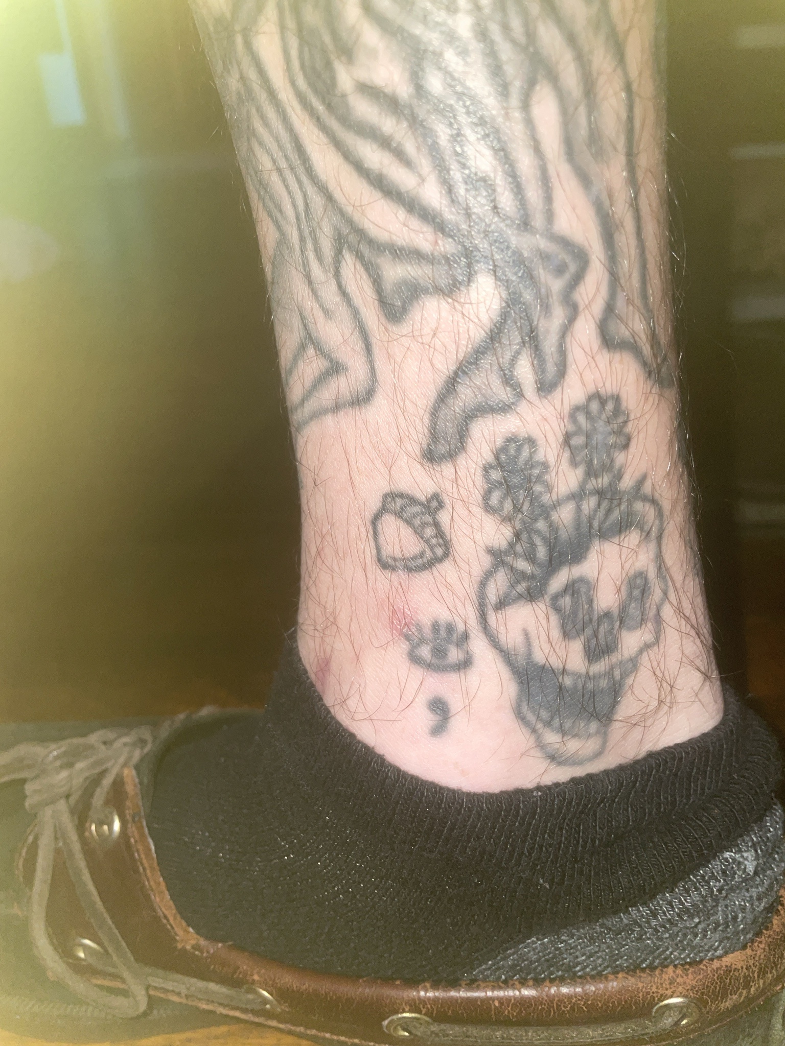 Unique Acorn Tattoo on My Ankle