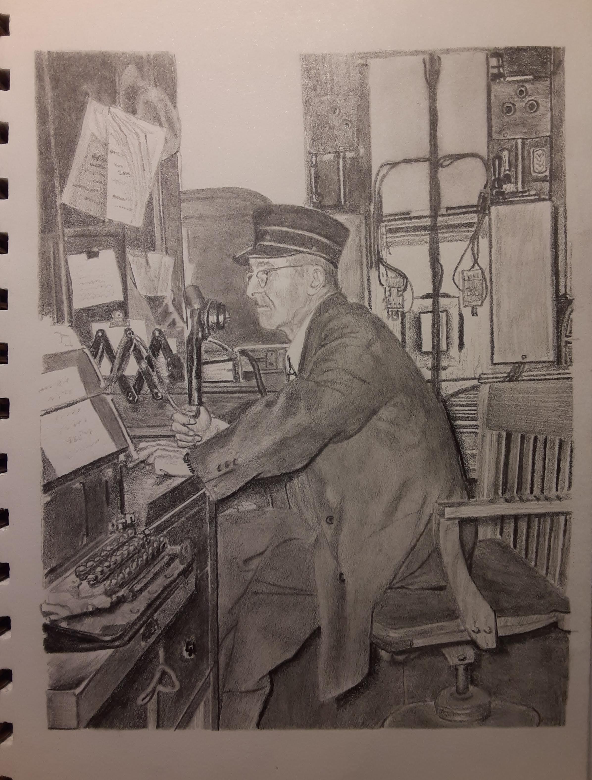 Intricate Graphite Sketch of a Stationmaster