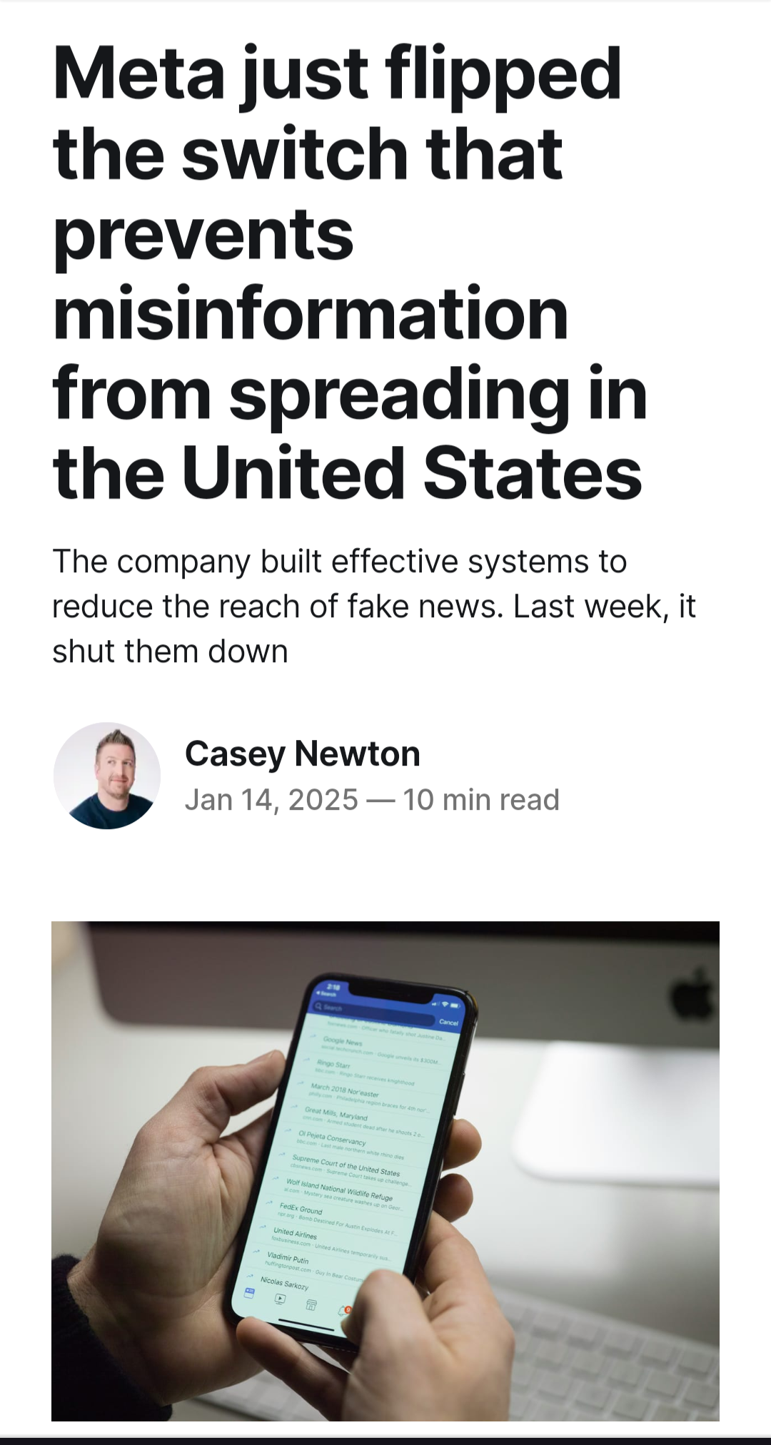 Breaking News: Meta has quietly turned off the safeguards against misinformation in the U.S.