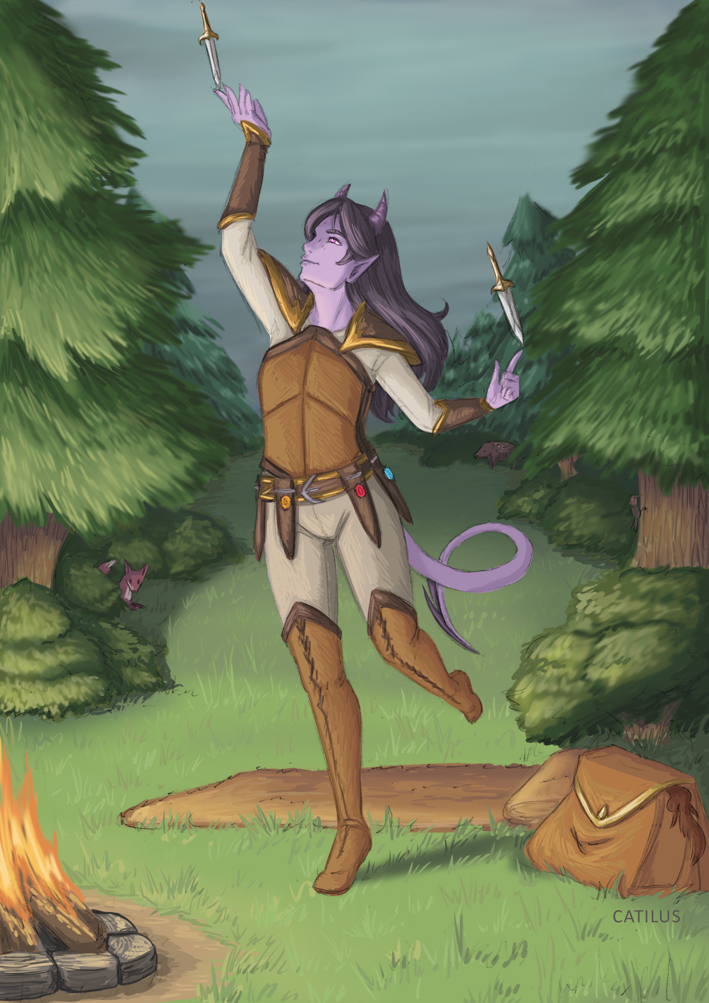 Meet Promise, the Tiefling Ranger, complete with four hidden animal companions!