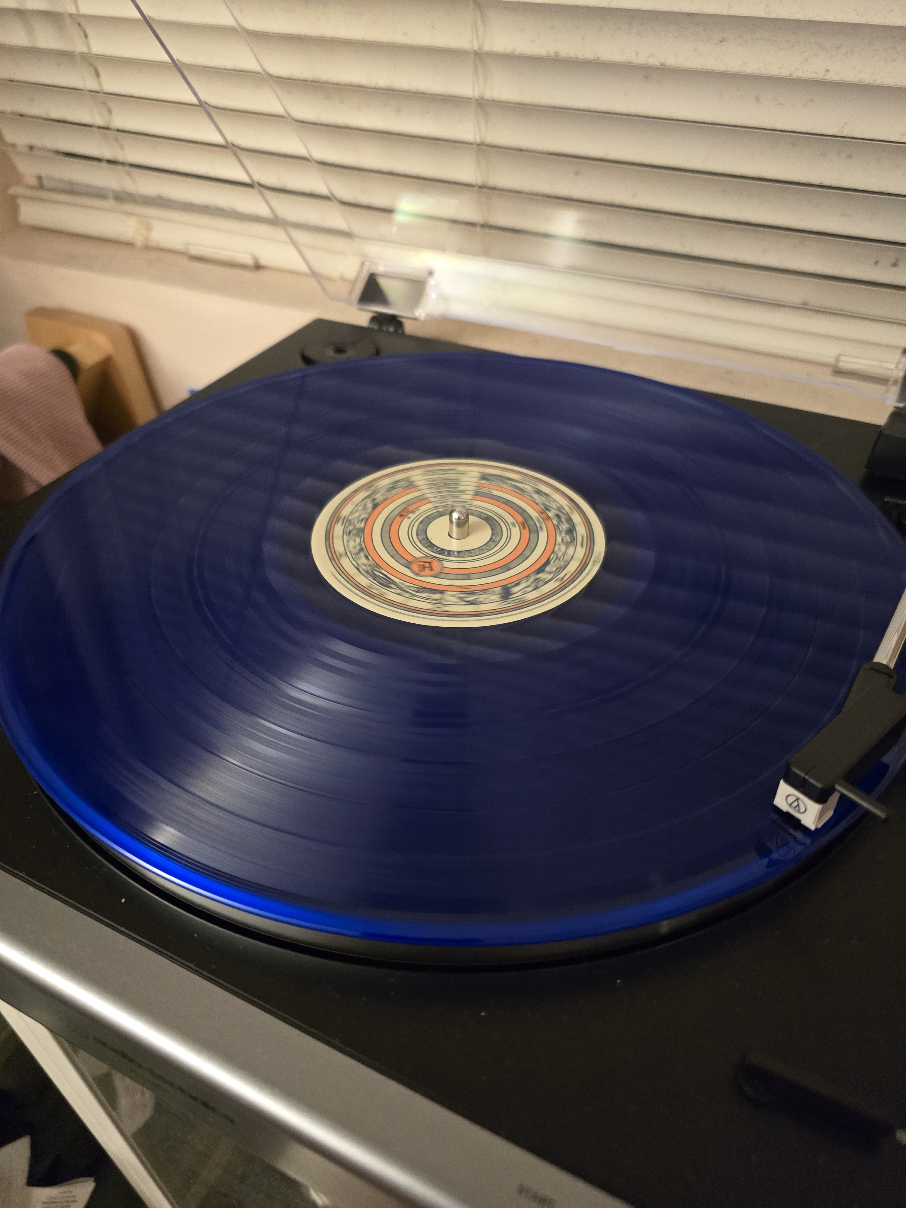 Daisy Blue Vinyl Spinning on the Turntable