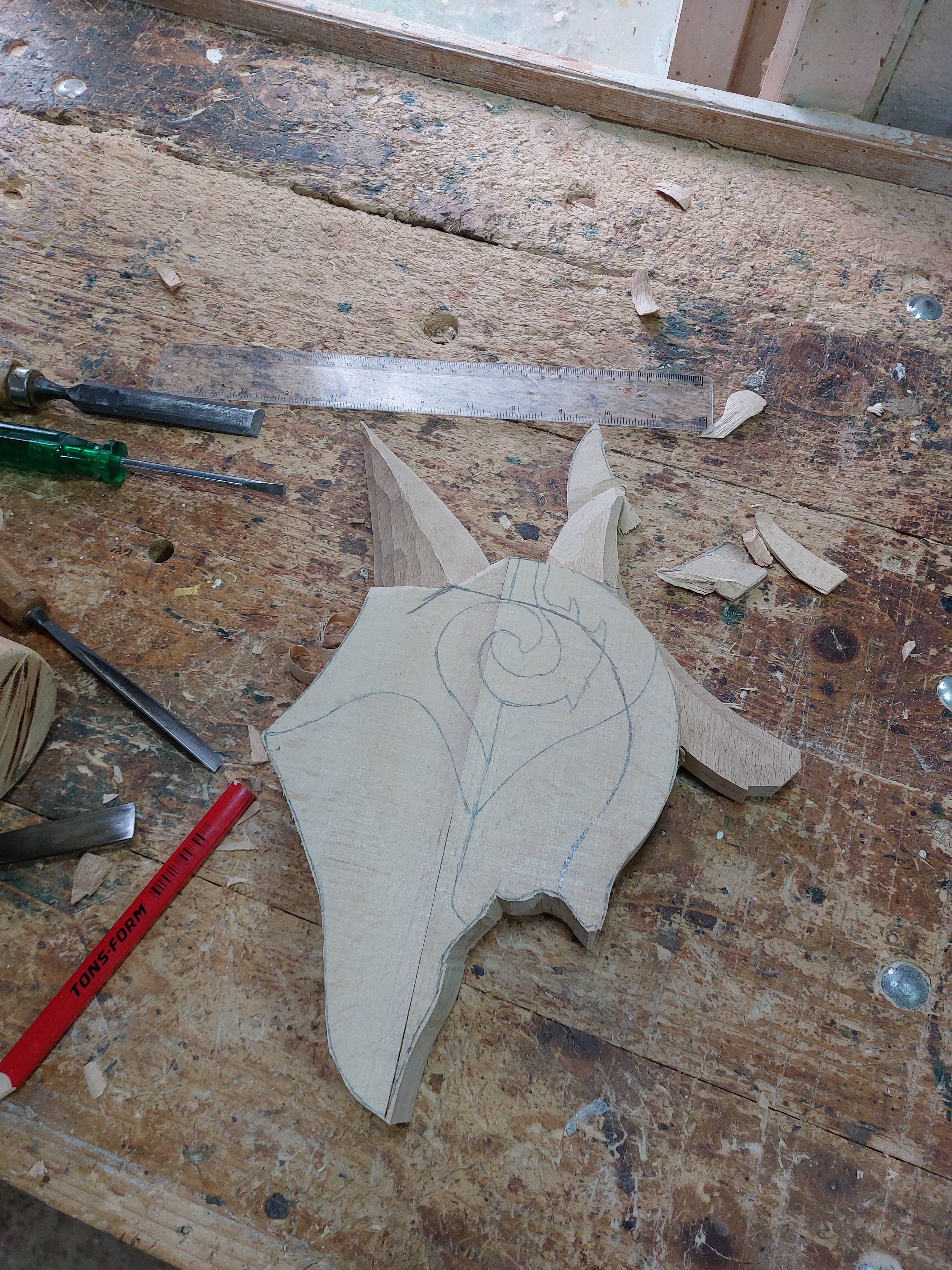 Creating a new Kindred mask for a client: a work in progress.