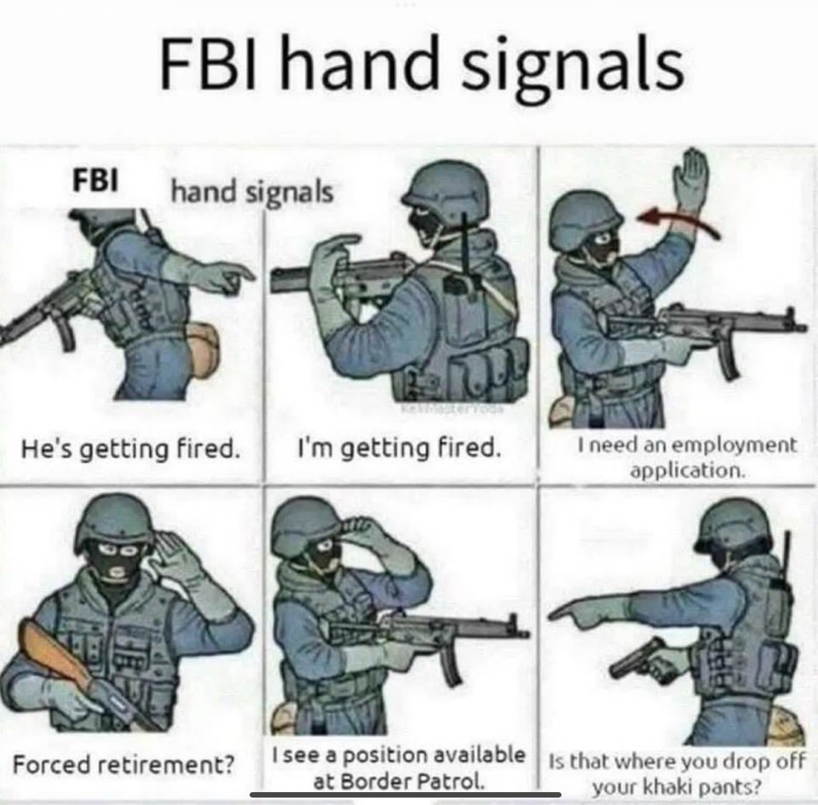Introducing the Newest FBI Hand Signals!