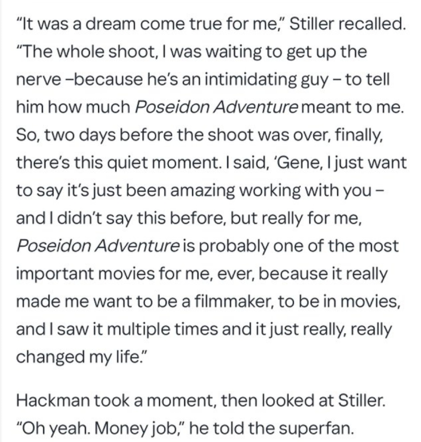 Ben Stiller's Brave Attempt to Escape Hollywood Cynicism: A Tribute to Gene Hackman