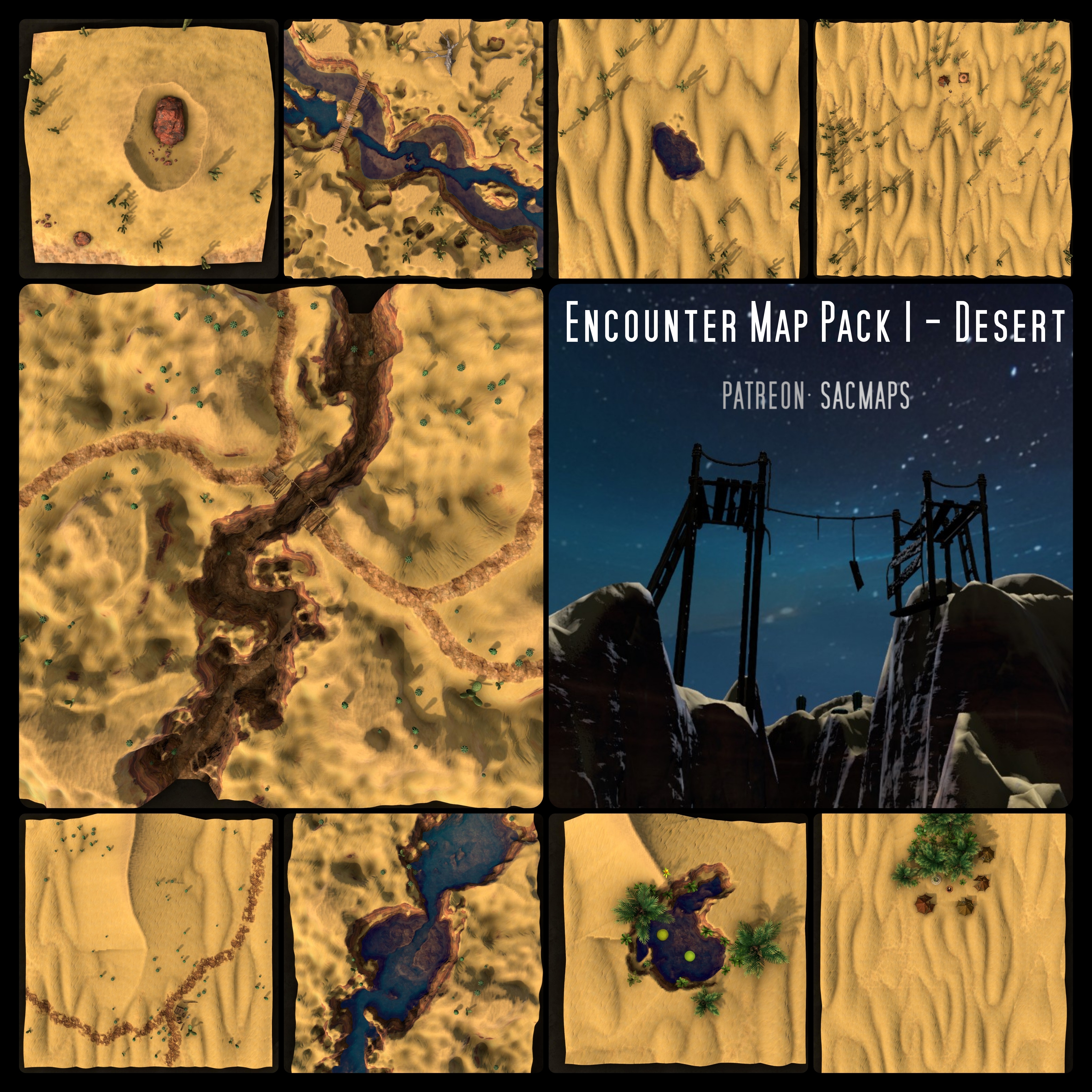 Desert Adventures Await: Encounter Map Pack I for DnD and TTRPG