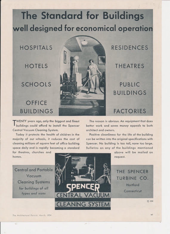 Step Back in Time: 1934 Spencer Turbine Central Vacuum Ad