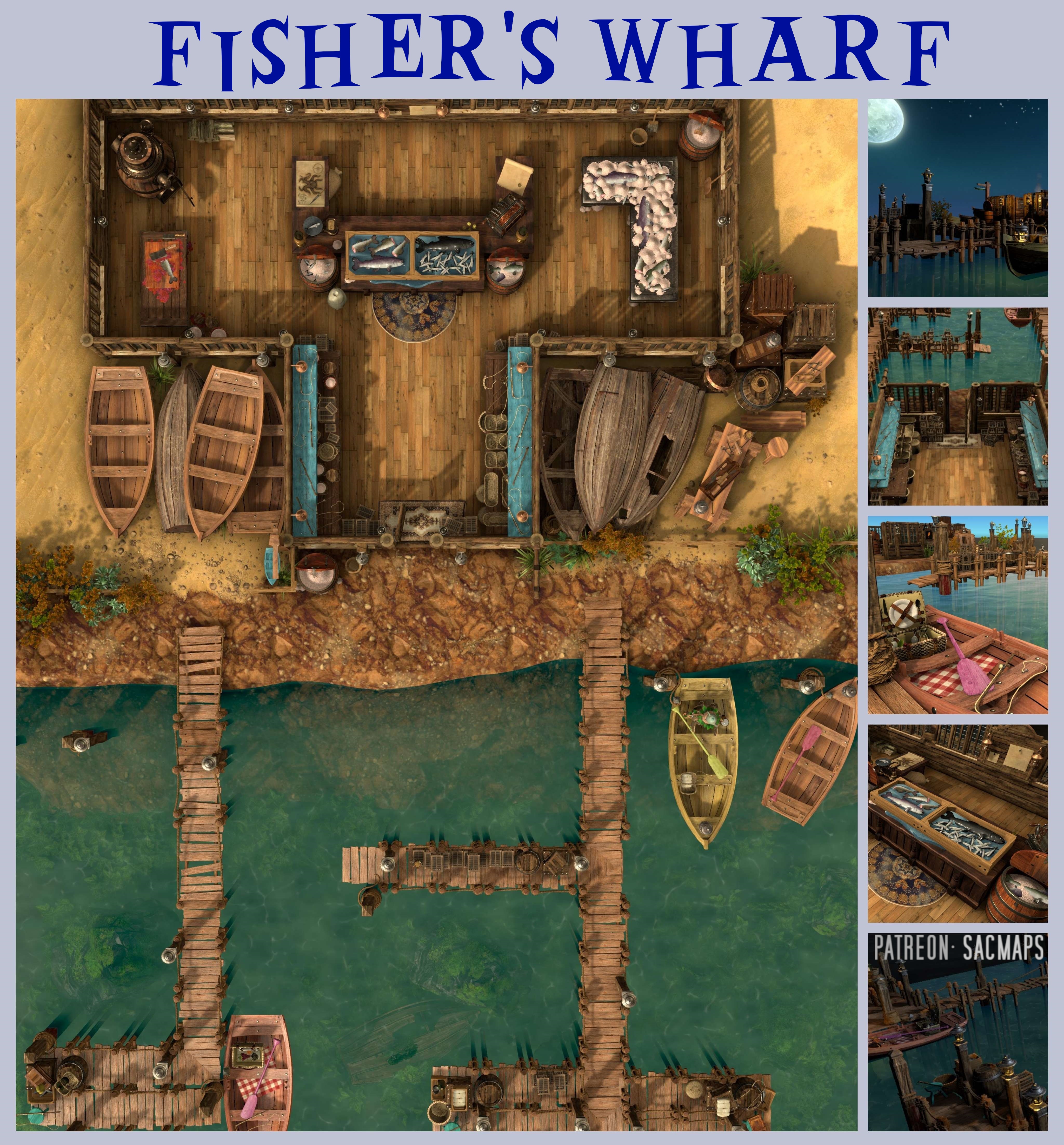 Explore Fisher's Wharf with Free DnD/TTRPG Maps