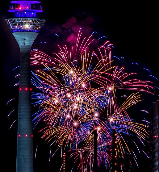 Spectacular Fireworks Over Rheinturm