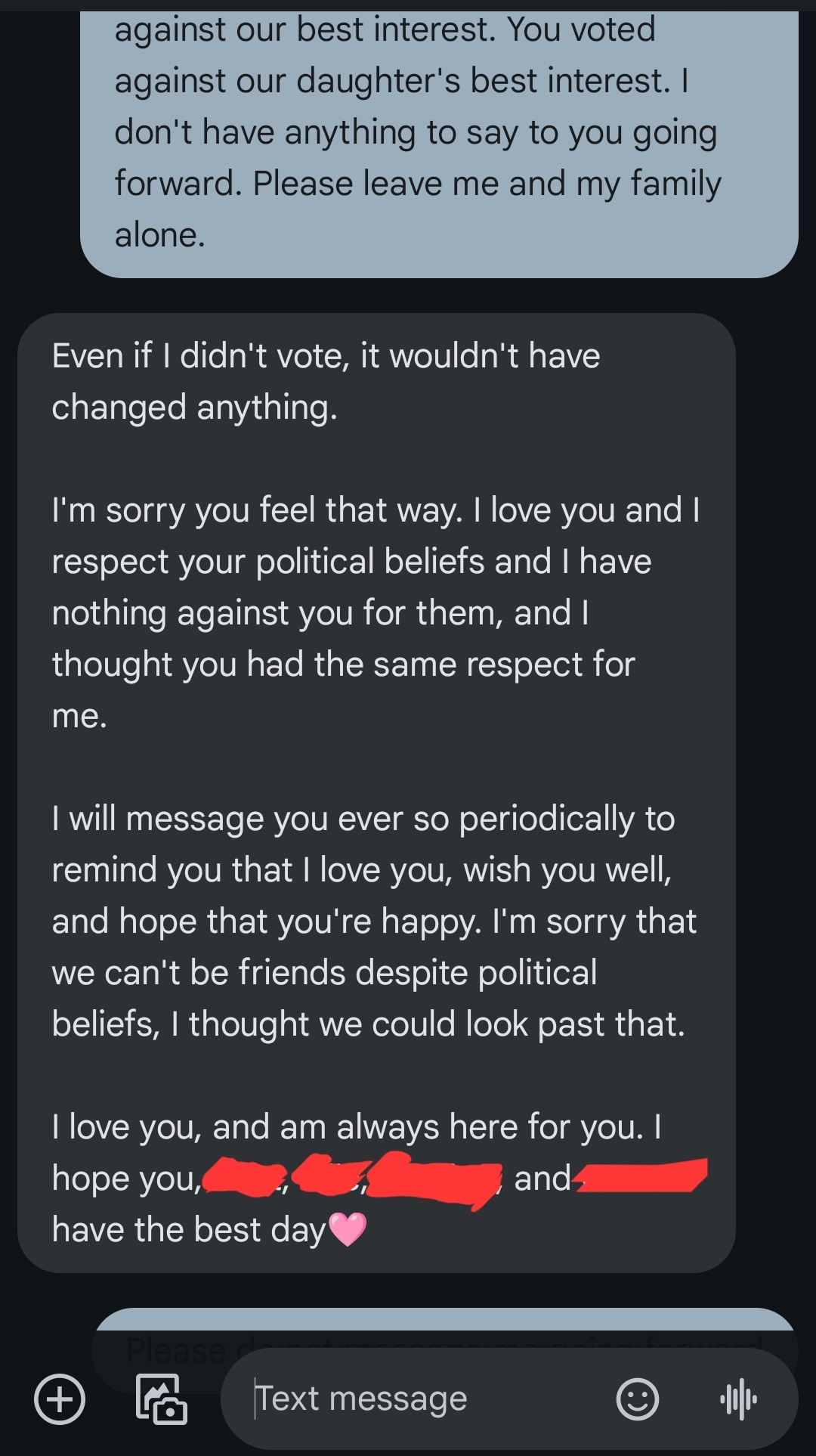 I ended my friendship with my (ex) best friend over politics.