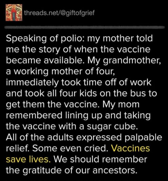 As a polio survivor, I wholeheartedly agree...