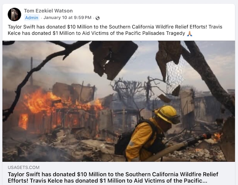 Taylor Swift's Generous $10 Million Donation for Wildfire Relief, While Travis Kelce Contributes $1 Million to Support Victims