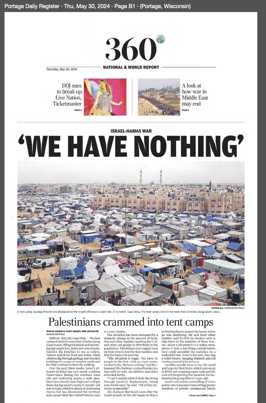Exploring Some Frontpage Articles from Gaza