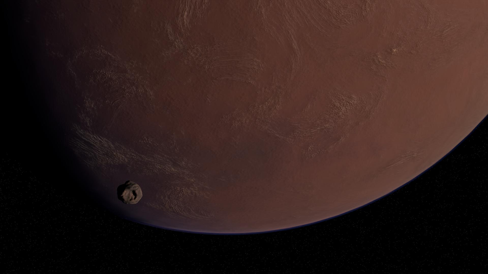 Phobos Gracing the Skies Near Mars