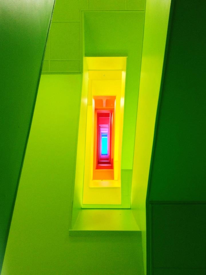 A Colorful Journey Up the University Stairwell