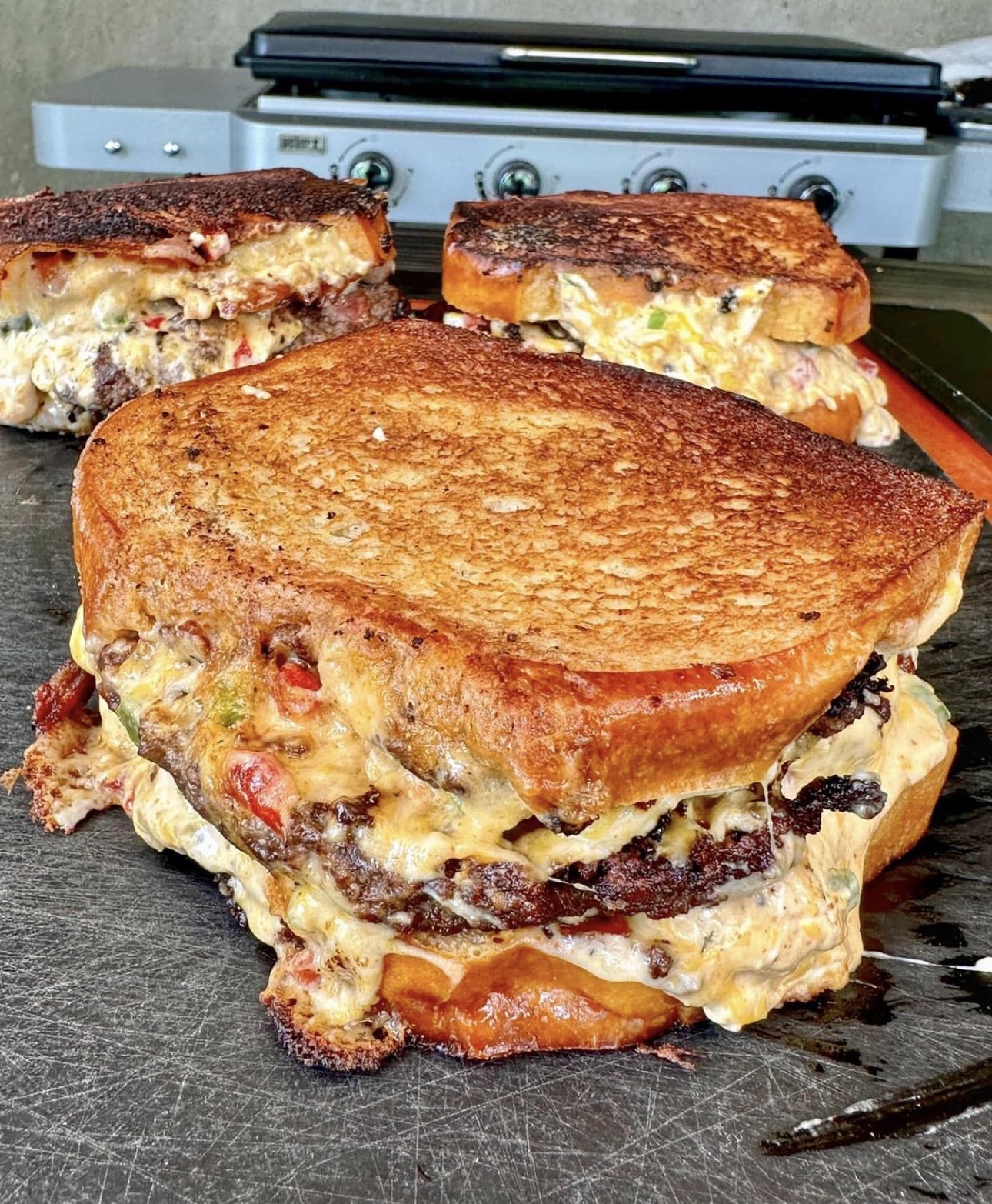 Indulging in some delicious patty melts!