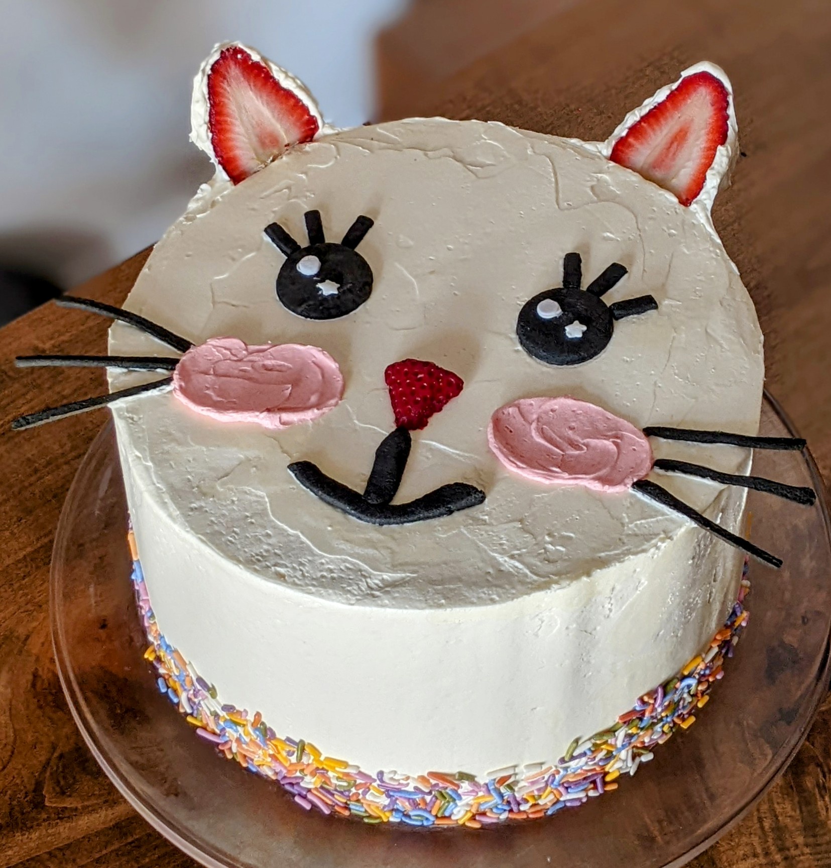 Creating a Delightful Strawberry Cat Cake for My Daughter