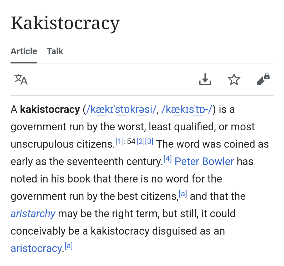 The Name for a Government Run by the Least Qualified Individuals
