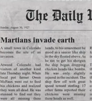 The Great Martian Invasion of 1927