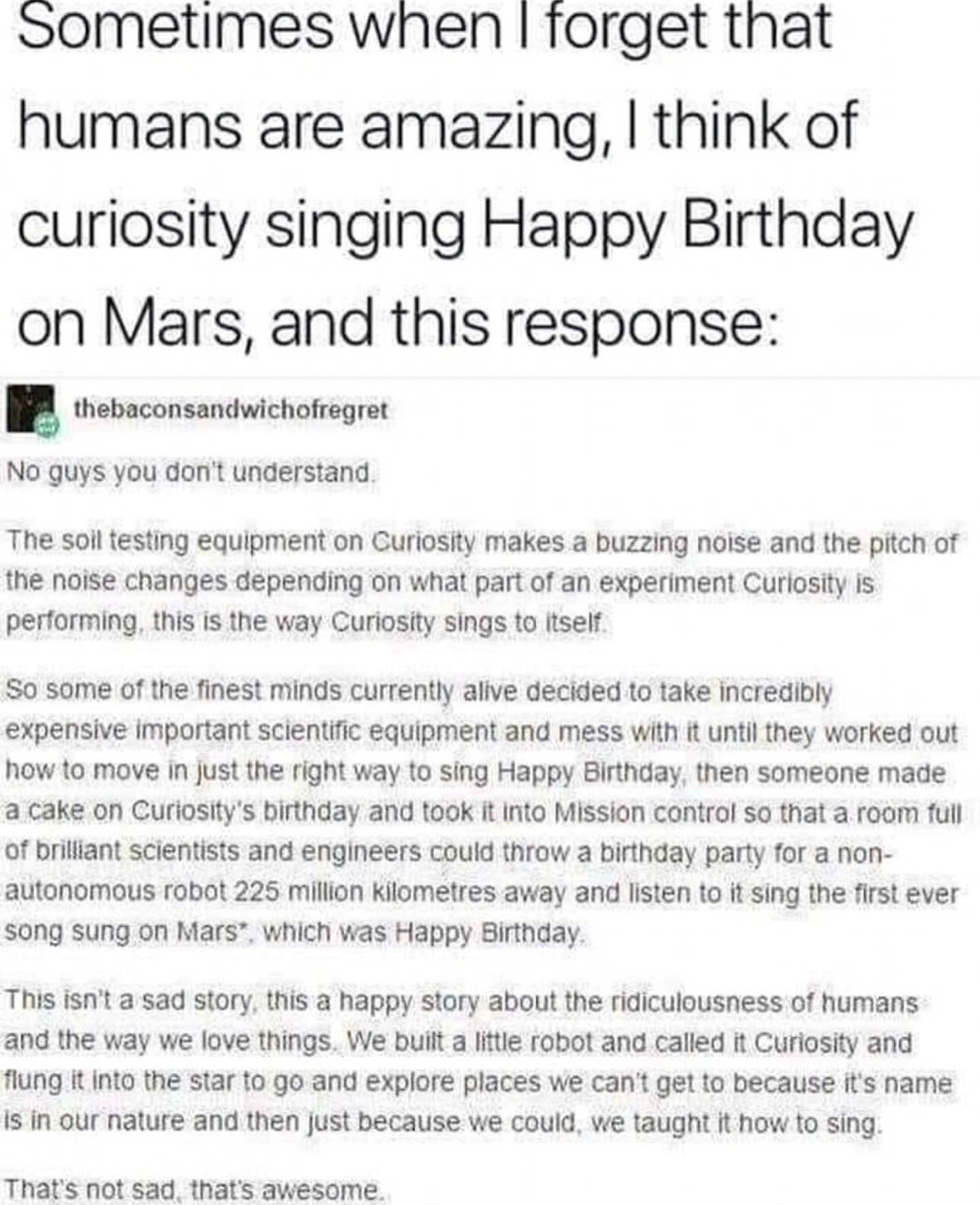The historic first song performed on Mars