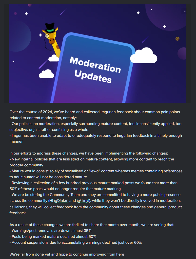 Reposting the Moderation Update: In Case You Missed It :)