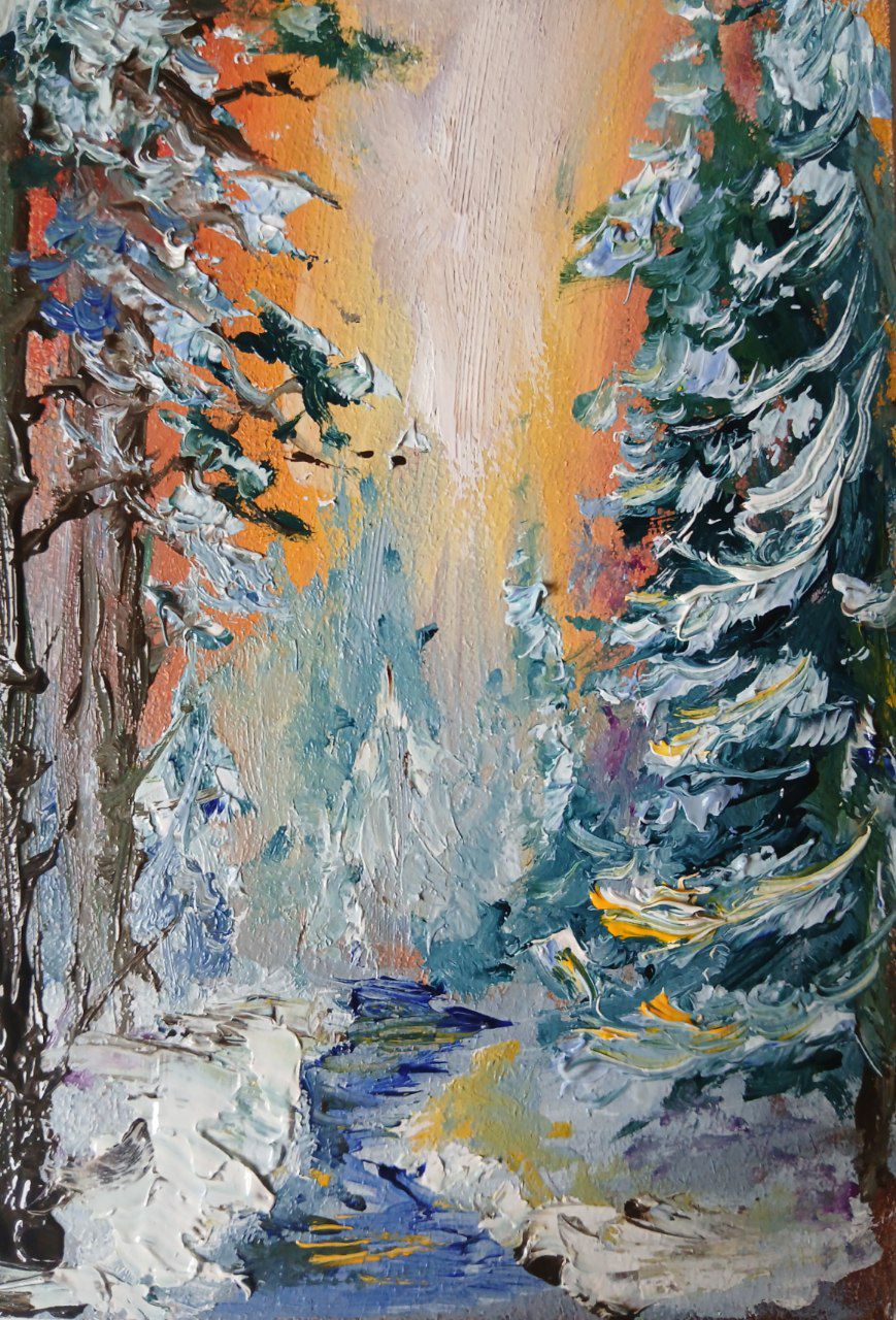 My Oil Painting: A Winter Sunset Masterpiece