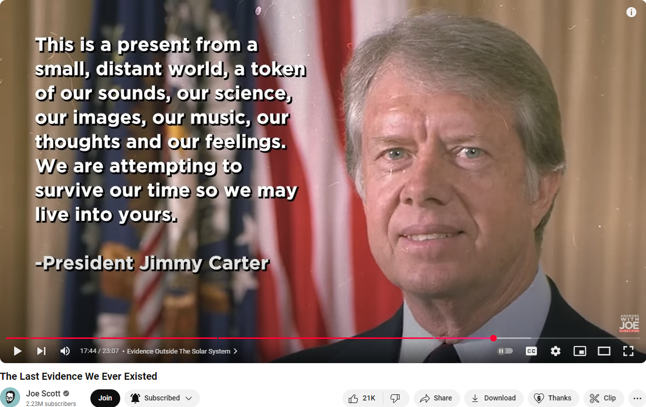 Even After Humanity's Final Chapter, Jimmy Carter's Voice Will Echo Through the Cosmos