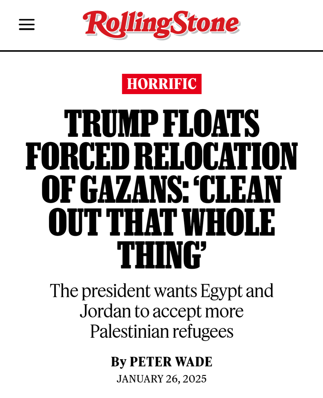 Great news for those who opposed Kamala: Trump suggests relocating Gazans to 'clean out the whole thing.'