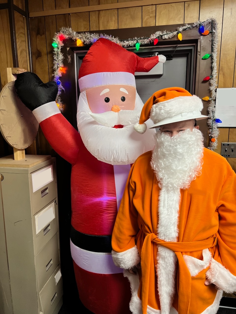 Safety Santa Spreading Cheer with Candy Canes Last Week