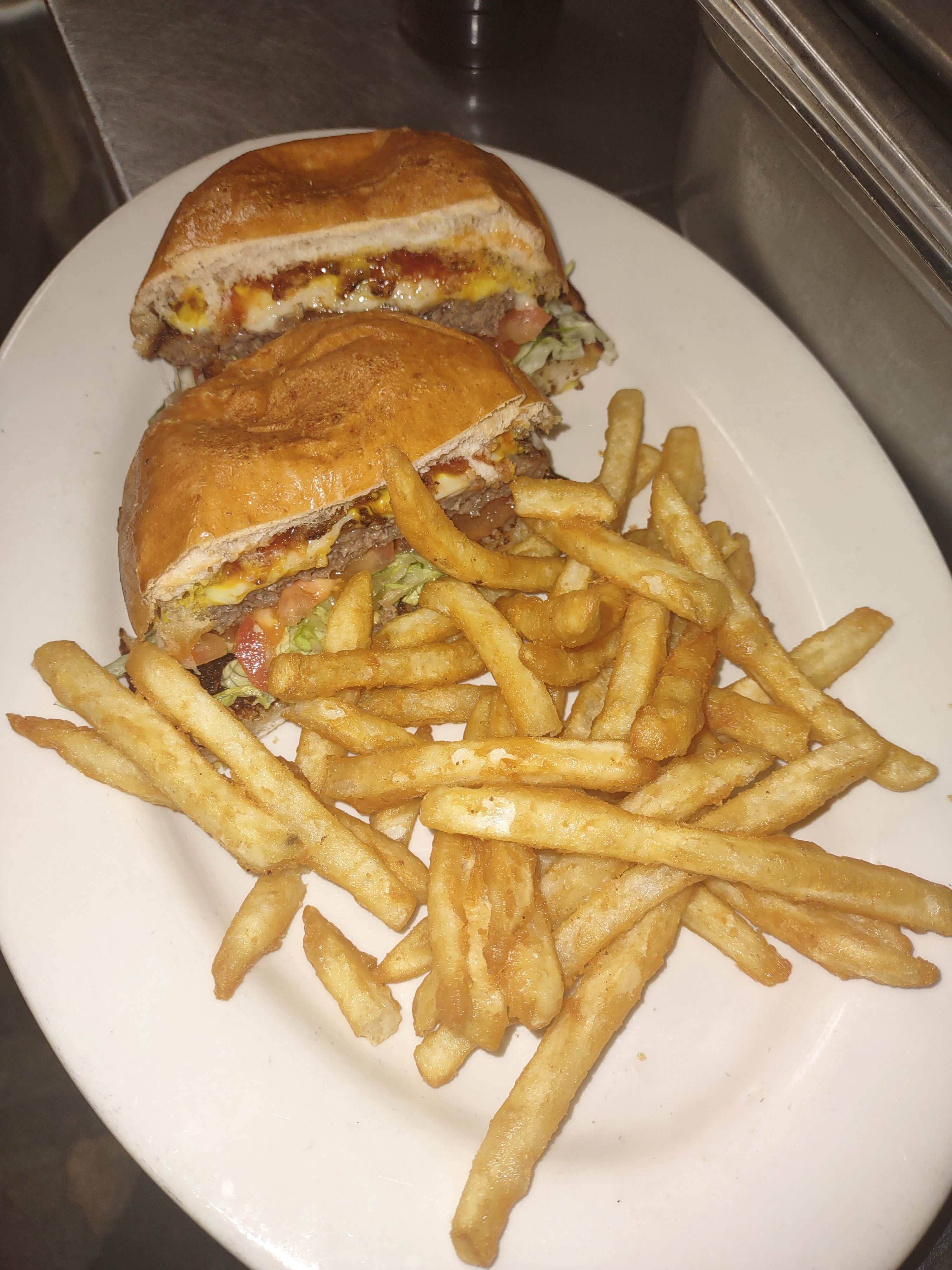 Check out this kid-sized Baja burger my partner made for me—I can't handle the giant ones!
