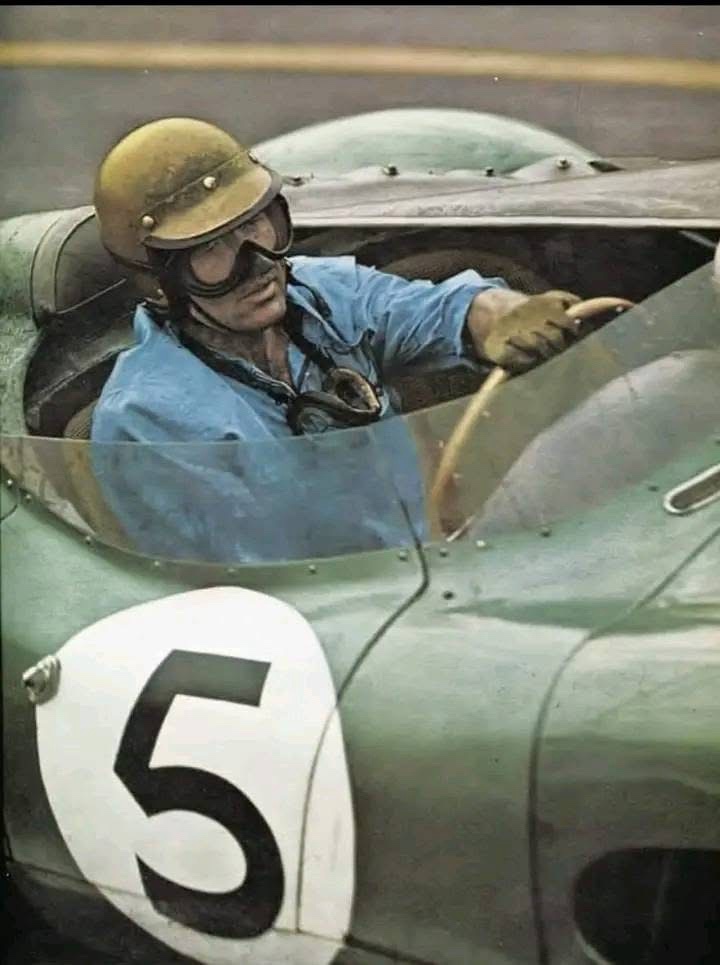Carrol Shelby Dominating the Track in His Aston Martin DBR1 at the 1959 Le Mans