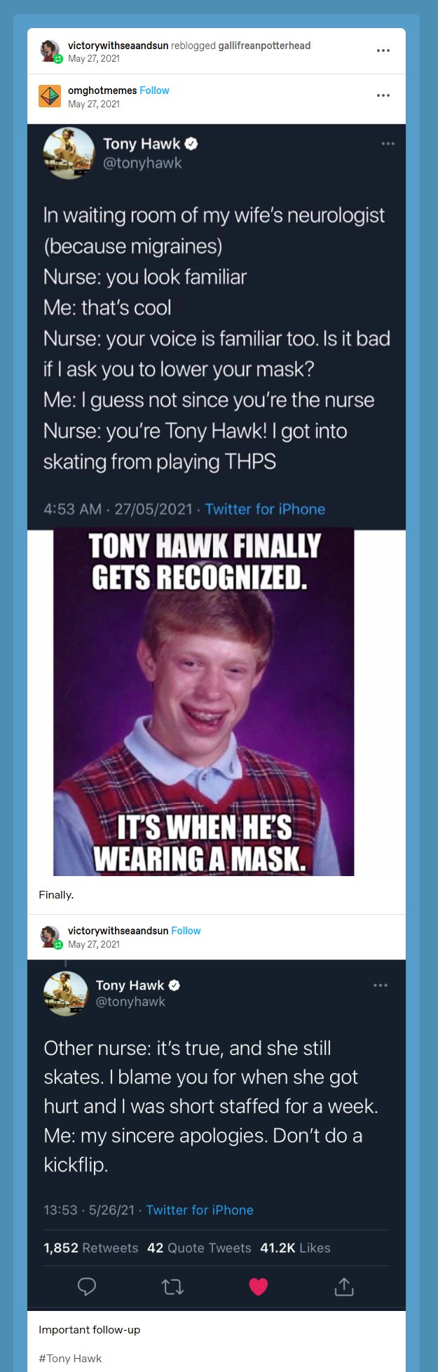 Spotting the legendary Tony Hawk