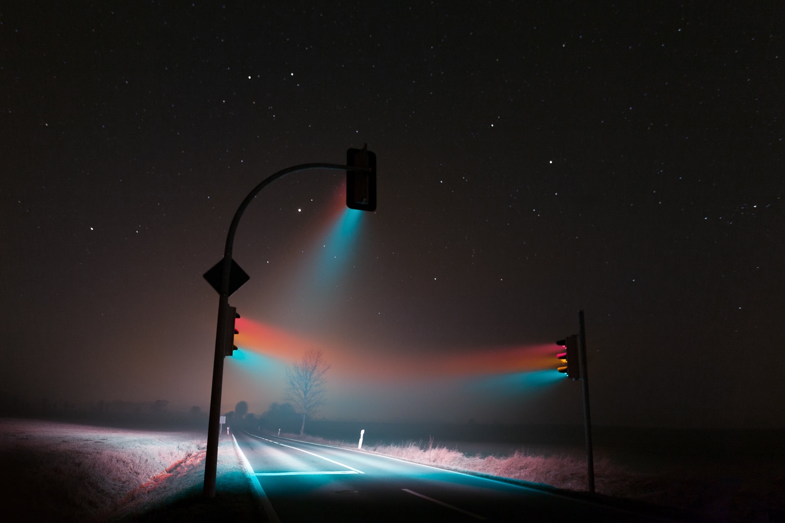 Mystical Foggy Road in Germany Captured in Long Exposure