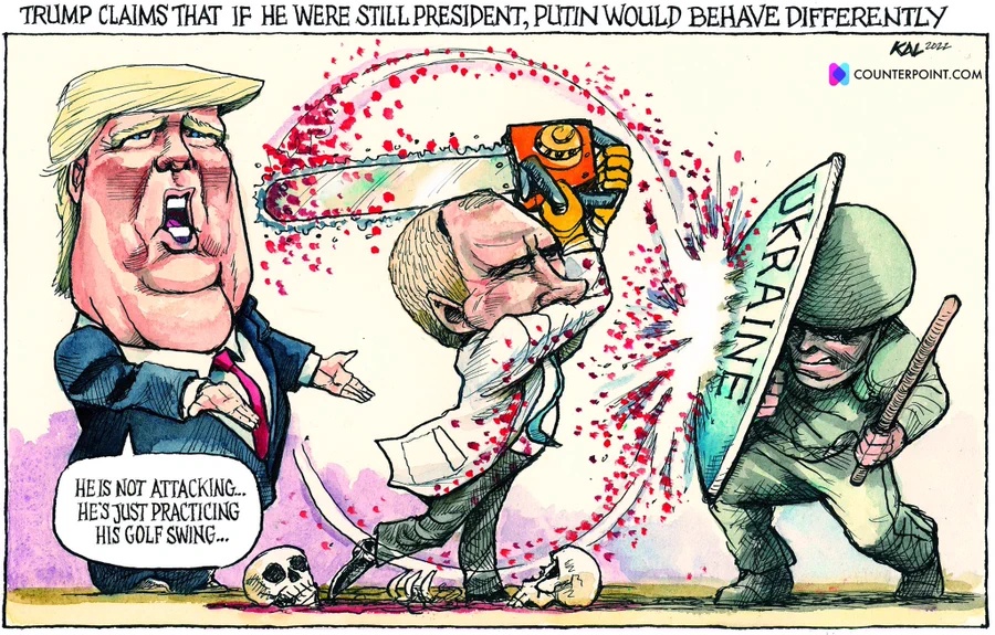 Putin in caricature form.