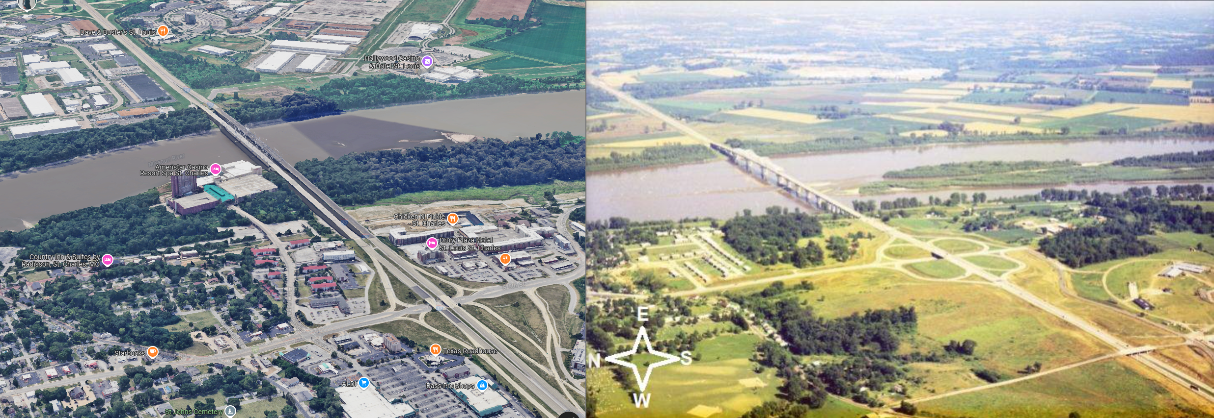A Journey Through Time: Comparing St. Charles from 1960 to 2024