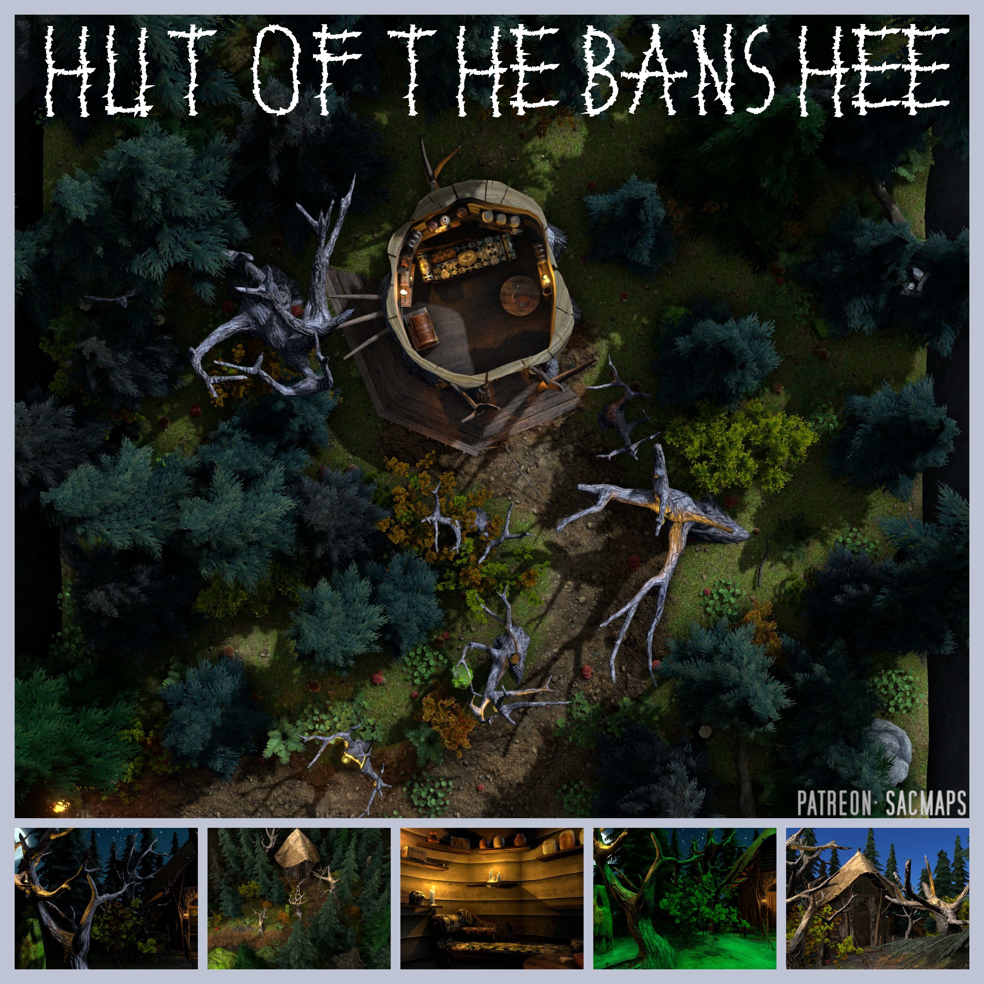 Explore the Hut of the Banshee: Free DnD and TTRPG Maps
