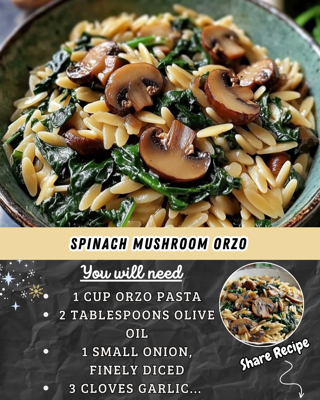 Savory Spinach Mushroom Orzo: A Culinary Delight