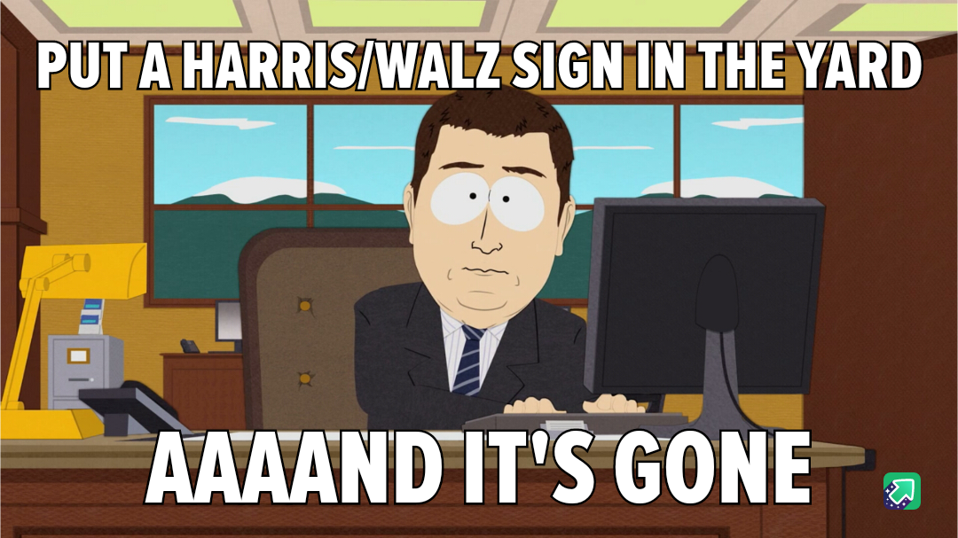 Spotting the Harris/Walz Yard Sign