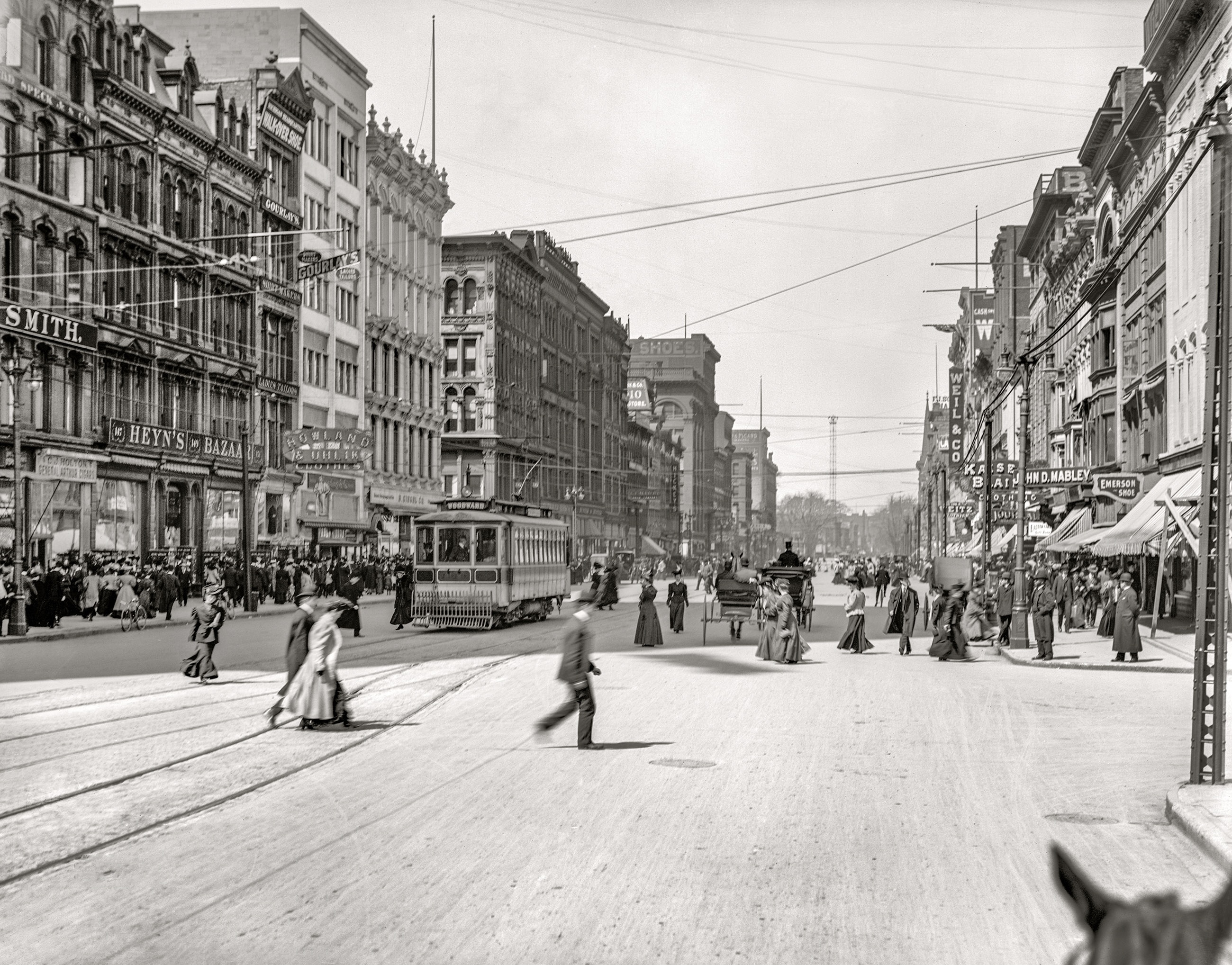 Detroit in 1907: A Vintage View Up Woodward Avenue from Campus Martius
