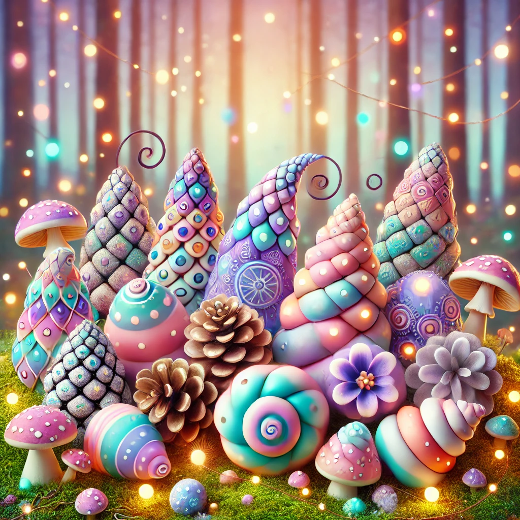 Exploring a magical wonderland filled with enchanted pinecones