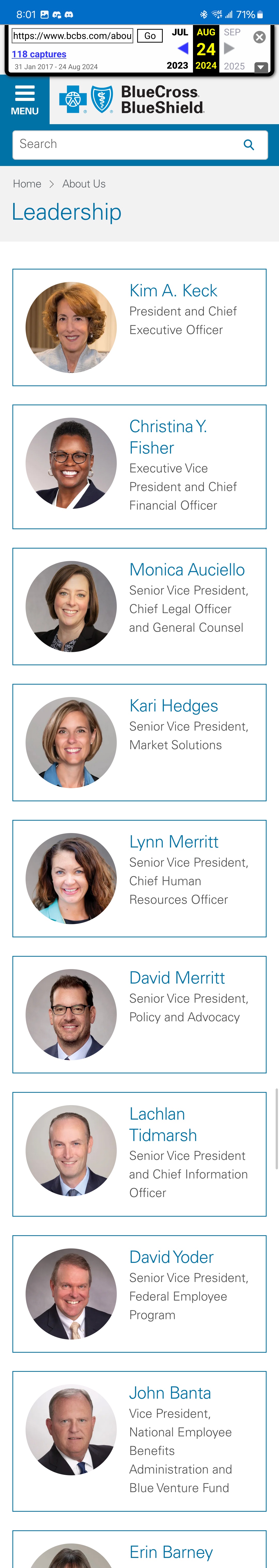 The Mysterious Deletion of Blue Cross Leadership Page: What Happened?