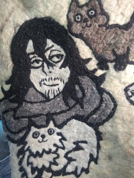 Progress update on my Needle Felt Aizawa Shouta Blanket