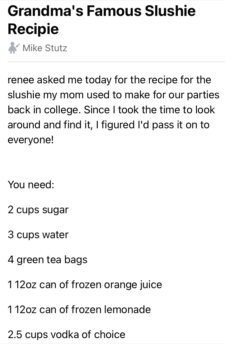 Grandma's Legendary Slushie Recipe