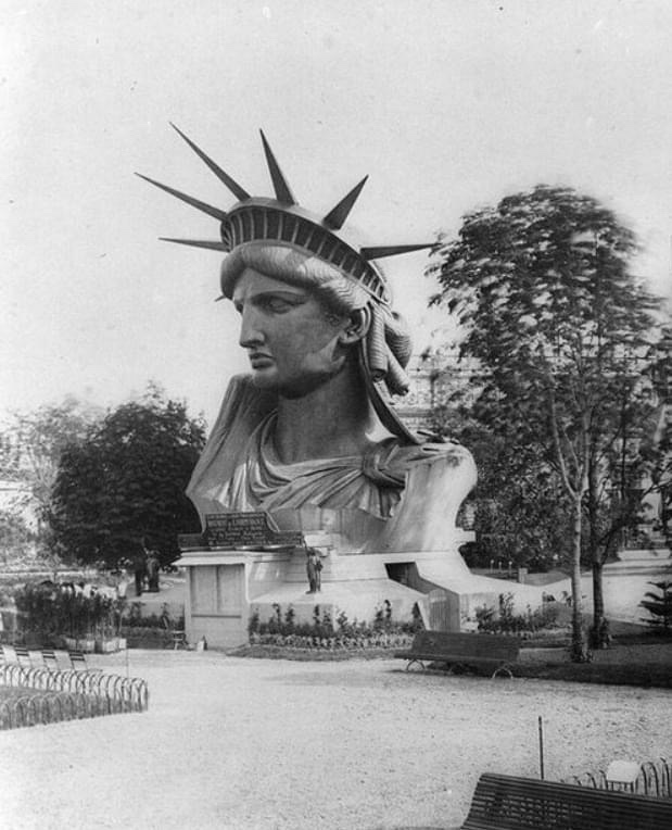 A Glimpse into History: The Statue of Liberty's Head on Display at the 1878 Paris World's Fair