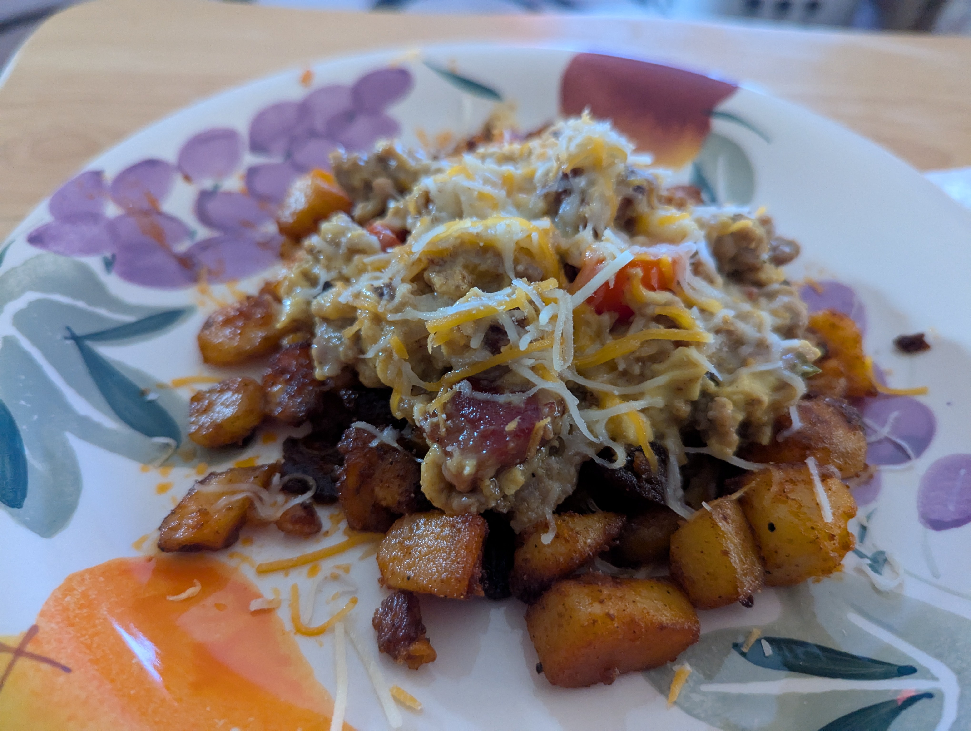 Delicious Breakfast Scramble Served on a Bed of Roasted Potatoes