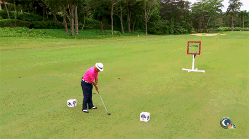 Check out this impressive golf trick shot!