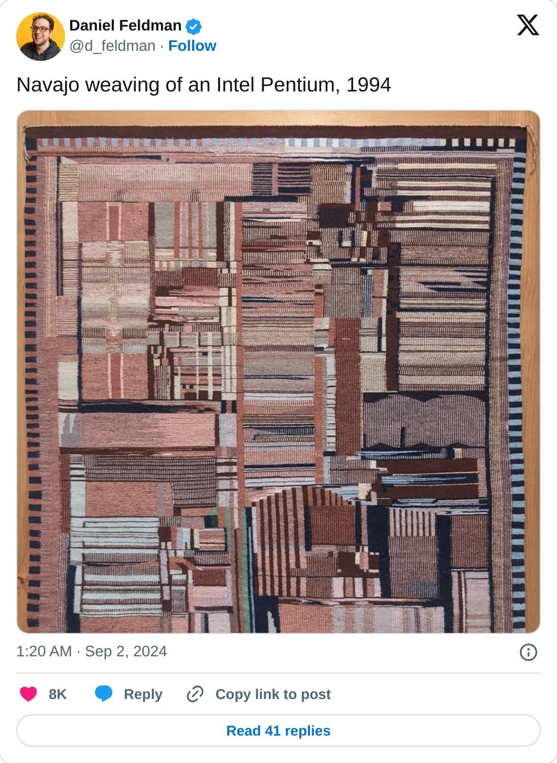 The weaving is so precise that it clearly represents a specific Pentium variant known as P54C.
