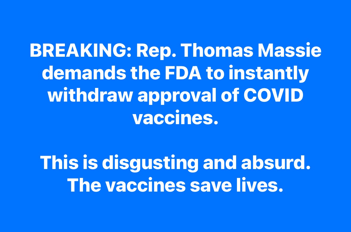 Kentucky Rep Thomas Massie Calls for FDA to Revoke COVID Vaccine Approval